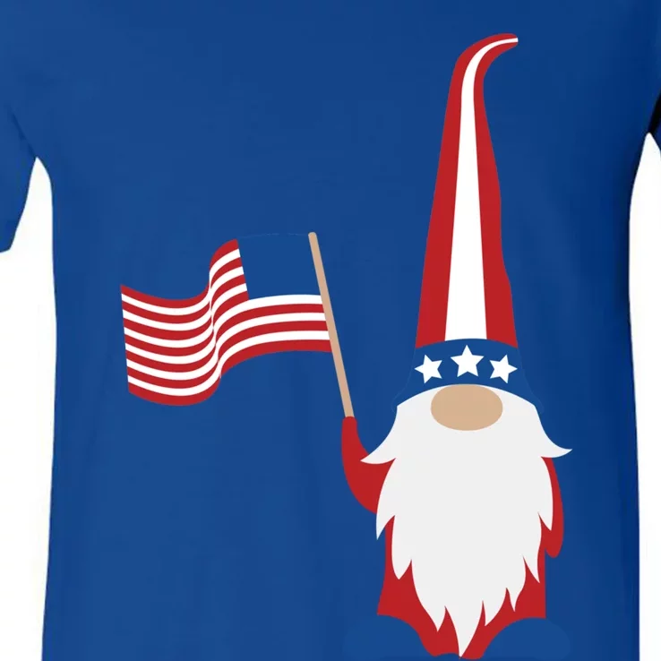 Patriotic Gnomes Usa American Flag 4th Of July Gnome Gift V-Neck T-Shirt