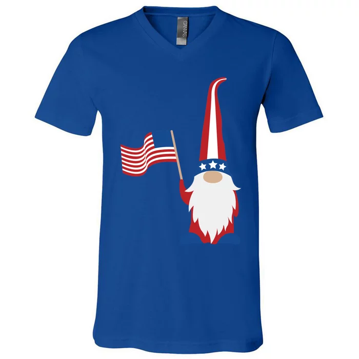 Patriotic Gnomes Usa American Flag 4th Of July Gnome Gift V-Neck T-Shirt