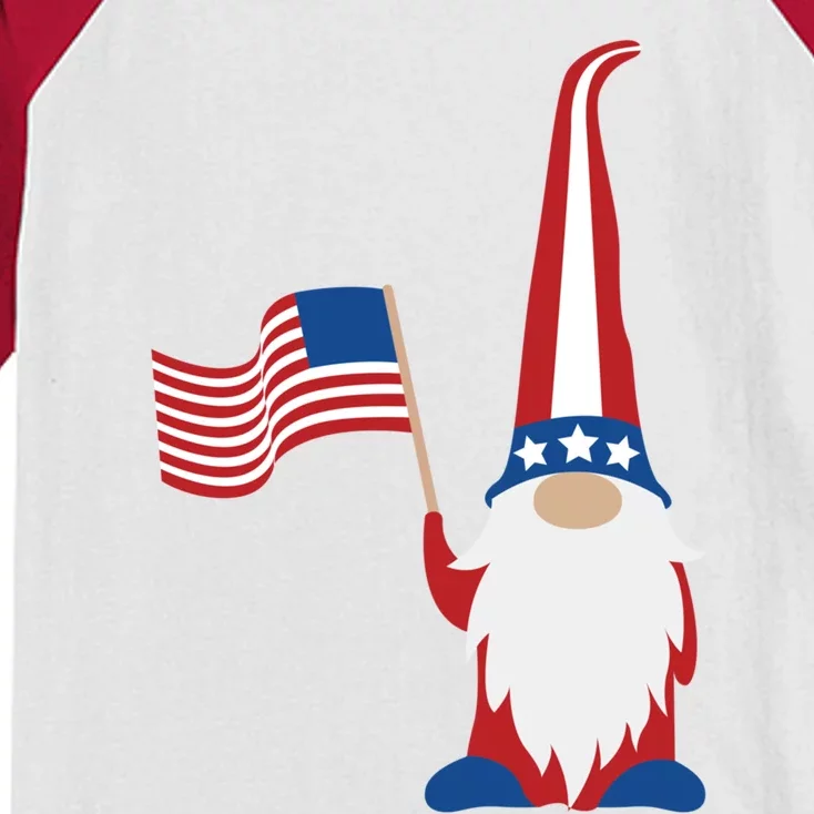 Patriotic Gnomes Usa American Flag 4th Of July Gnome Gift Kids Colorblock Raglan Jersey