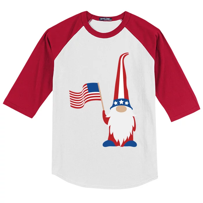 Patriotic Gnomes Usa American Flag 4th Of July Gnome Gift Kids Colorblock Raglan Jersey