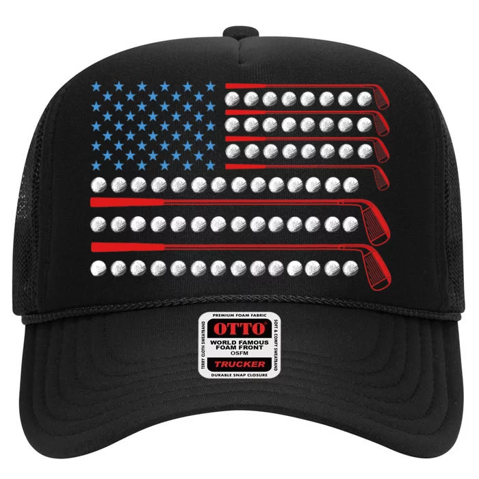 Patriotic Golf USA Flag Golf Clubs 4th Of July Golf Balls High Crown Mesh Trucker Hat