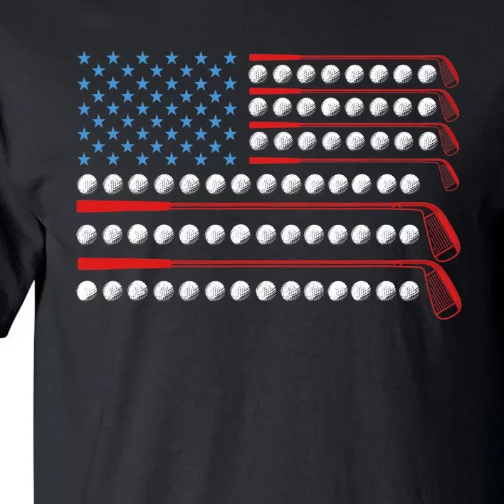 Patriotic Golf USA Flag Golf Clubs 4th Of July Golf Balls Tall T-Shirt