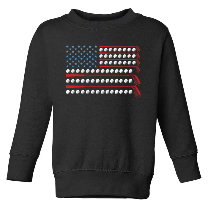 Patriotic Golf USA Flag Golf Clubs 4th Of July Golf Balls Toddler Sweatshirt