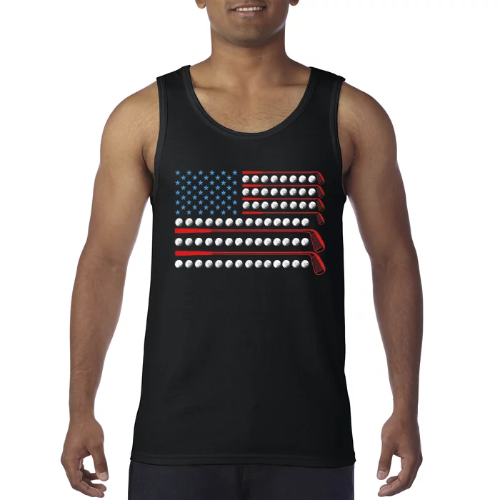 Patriotic Golf USA Flag Golf Clubs 4th Of July Golf Balls Tank Top