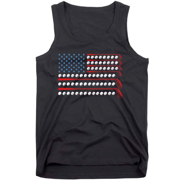 Patriotic Golf USA Flag Golf Clubs 4th Of July Golf Balls Tank Top