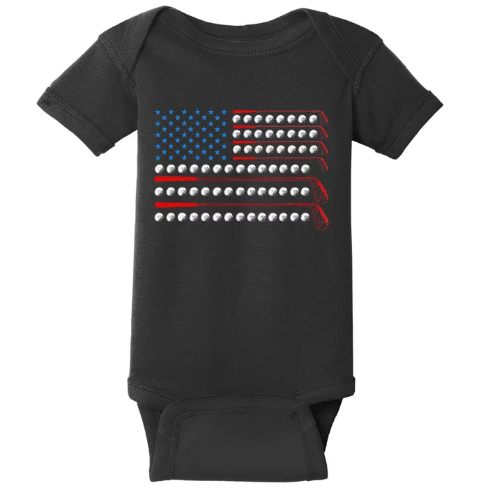 Patriotic Golf Usa Flag Golf Clubs 4th Of July Golf Balls Baby Bodysuit