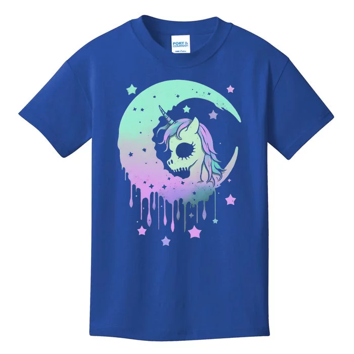 Pastel Goth Unicorn Moon Stars Creepy Kids T-Shirt