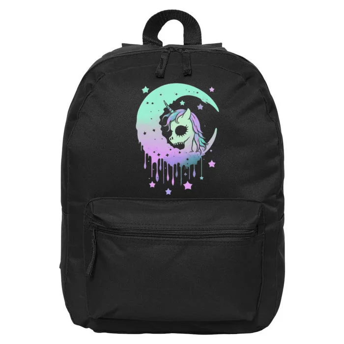 Pastel Goth Unicorn Moon Stars Creepy Cute Kawaii Evil Horse 16 in Basic Backpack