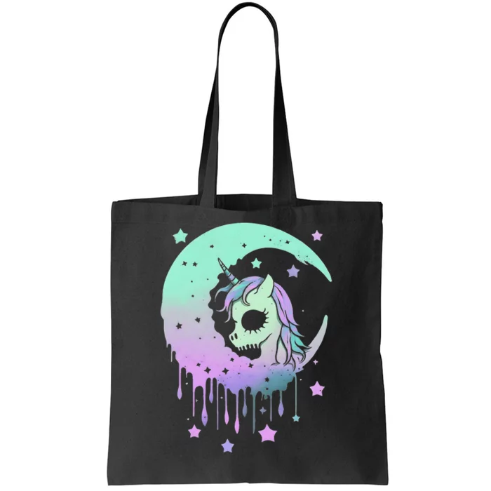 Pastel Goth Unicorn Moon Stars Creepy Cute Kawaii Evil Horse Tote Bag