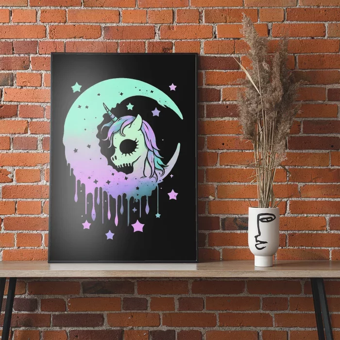 Pastel Goth Unicorn Moon Stars Creepy Cute Kawaii Evil Horse Poster