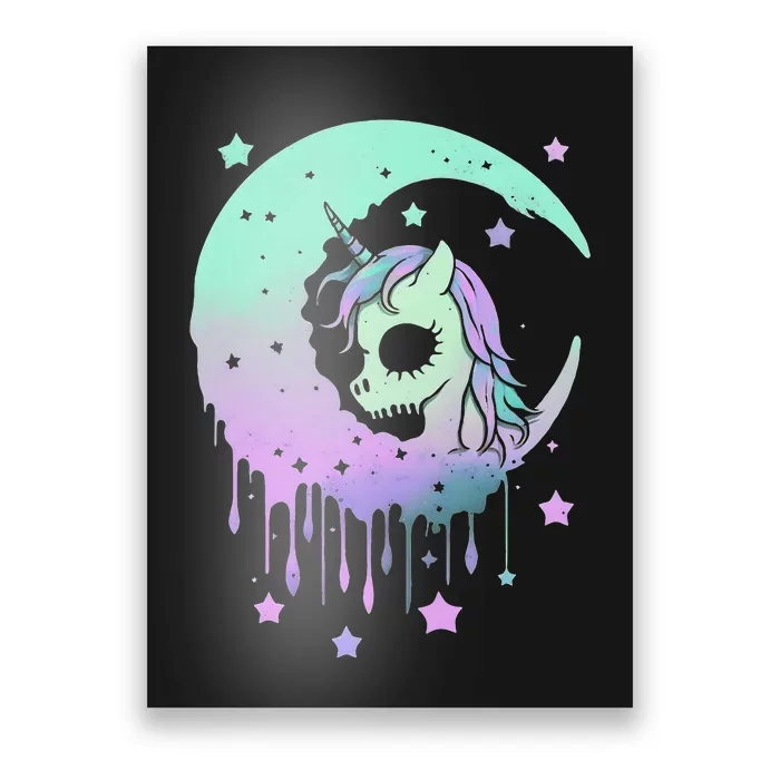 Pastel Goth Unicorn Moon Stars Creepy Cute Kawaii Evil Horse Poster