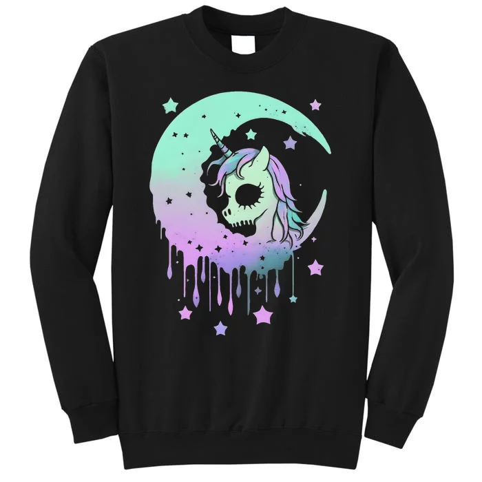 Pastel Goth Unicorn Moon Stars Creepy Cute Kawaii Evil Horse Tall Sweatshirt