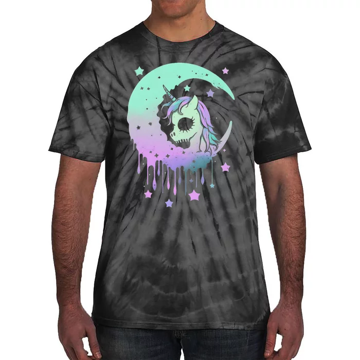 Pastel Goth Unicorn Moon Stars Creepy Cute Kawaii Evil Horse Tie-Dye T-Shirt