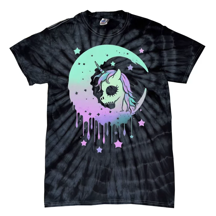 Pastel Goth Unicorn Moon Stars Creepy Cute Kawaii Evil Horse Tie-Dye T-Shirt