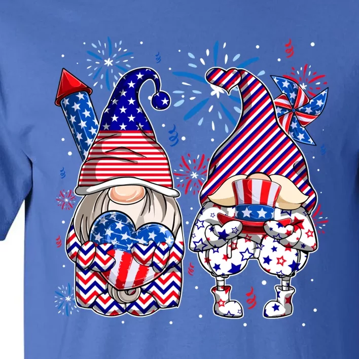 Patriotic Gnomes Usa American Flag 4th Of July Gnome Squad Great Gift Tall T-Shirt