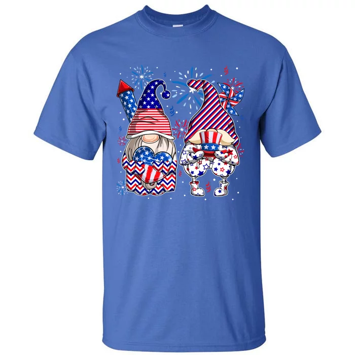 Patriotic Gnomes Usa American Flag 4th Of July Gnome Squad Great Gift Tall T-Shirt