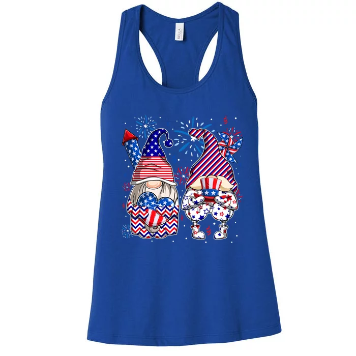 Patriotic Gnomes Usa American Flag 4th Of July Gnome Squad Great Gift Women's Racerback Tank