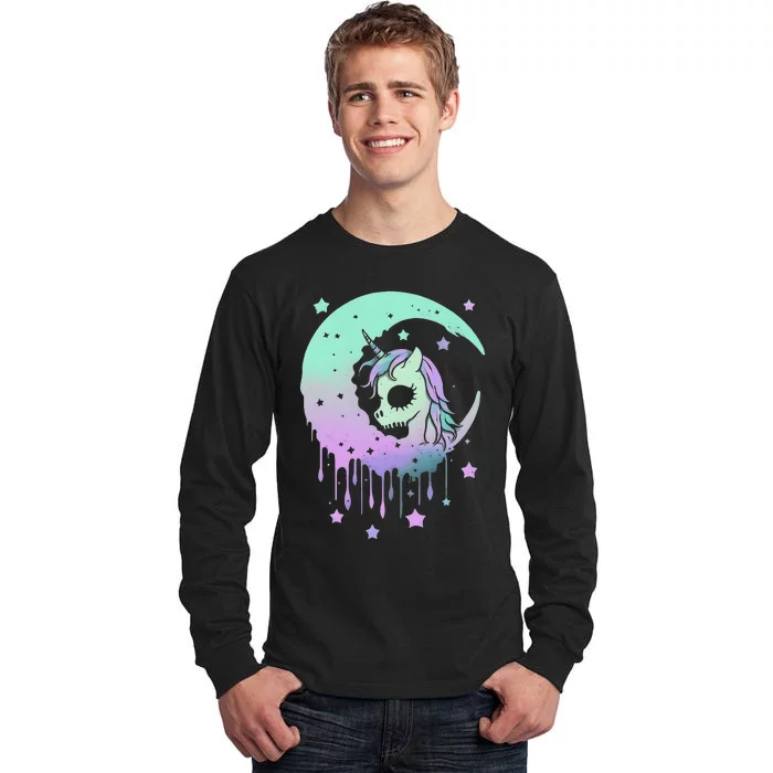 Pastel Goth Unicorn Moon Stars Creepy Kawaii Evil Horse Tall Long Sleeve T-Shirt