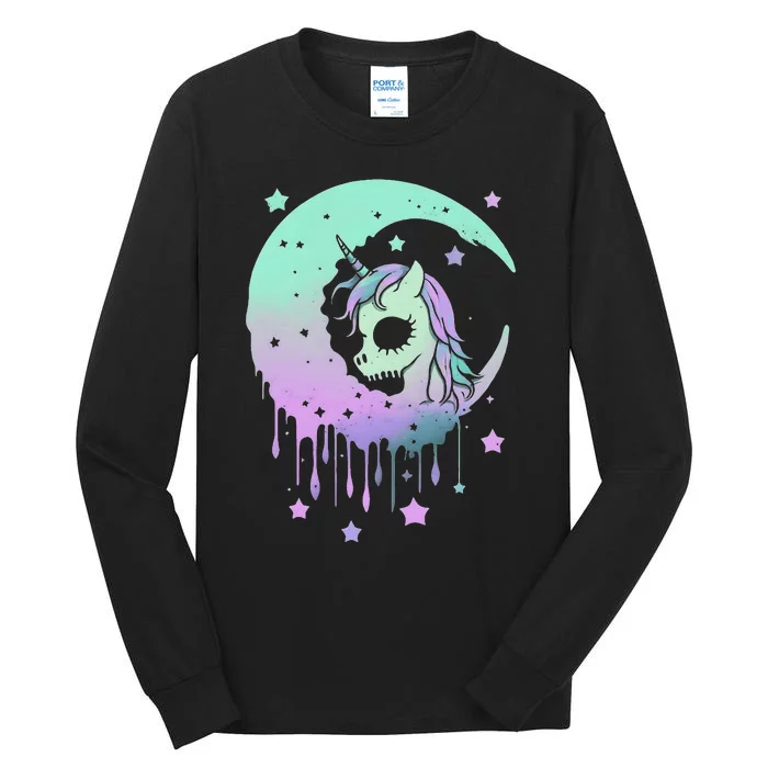 Pastel Goth Unicorn Moon Stars Creepy Kawaii Evil Horse Tall Long Sleeve T-Shirt