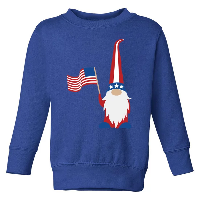 Patriotic Gnomes Usa American Flag 4th Of July Gnome Gift Toddler Sweatshirt