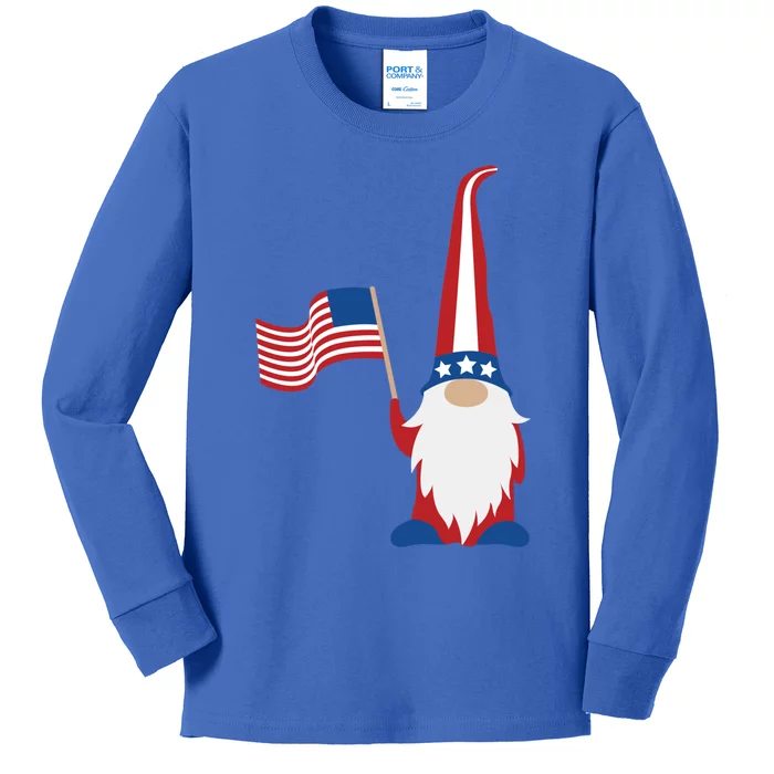 Patriotic Gnomes Usa American Flag 4th Of July Gnome Gift Kids Long Sleeve Shirt