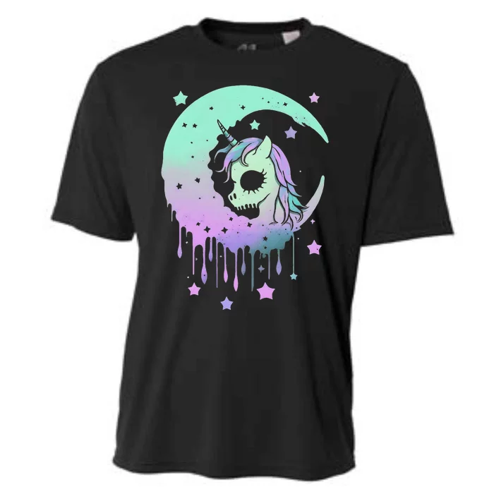 Pastel Goth Unicorn Moon Stars Creepy Cute Kawaii Cooling Performance Crew T-Shirt