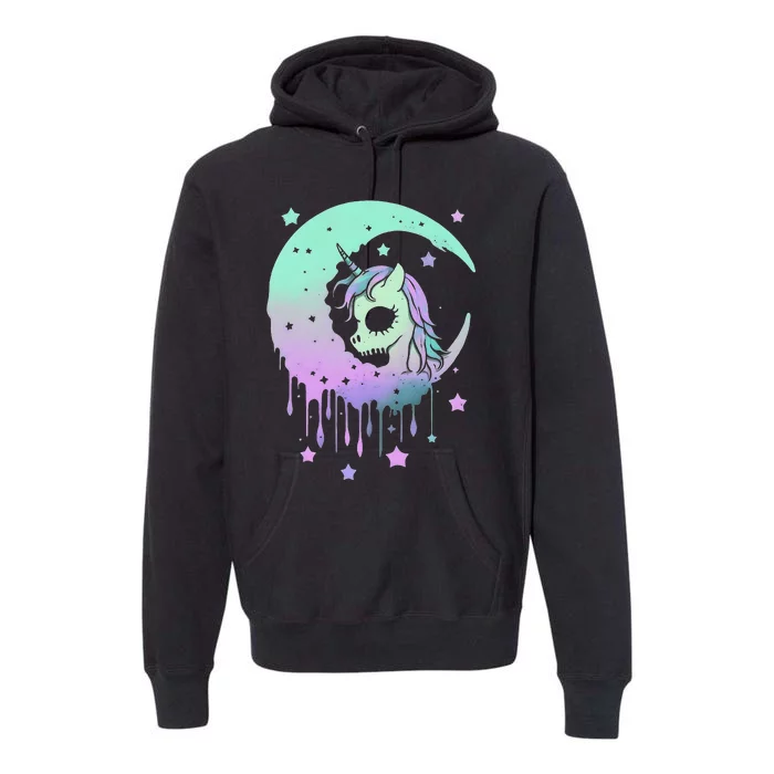 Pastel Goth Unicorn Moon Stars Creepy Cute Kawaii Evil Horse Premium Hoodie