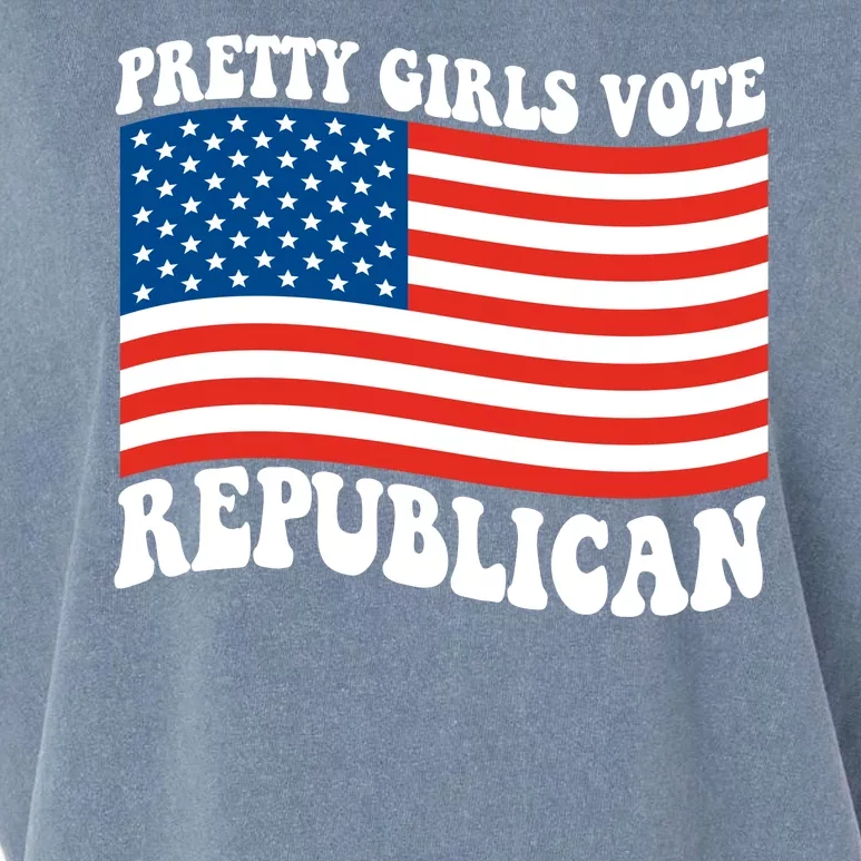 Pretty Girls Vote Republican Usa Flag Garment-Dyed Women's Muscle Tee