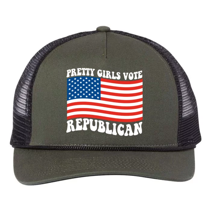 Pretty Girls Vote Republican Usa Flag Retro Rope Trucker Hat Cap