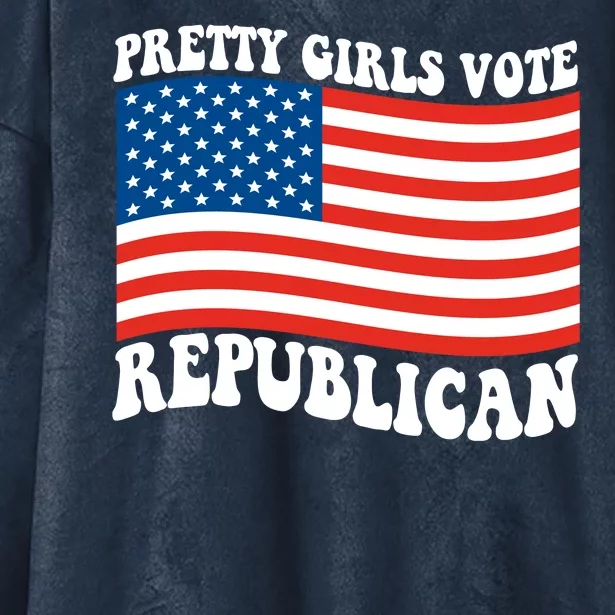 Pretty Girls Vote Republican Usa Flag Hooded Wearable Blanket