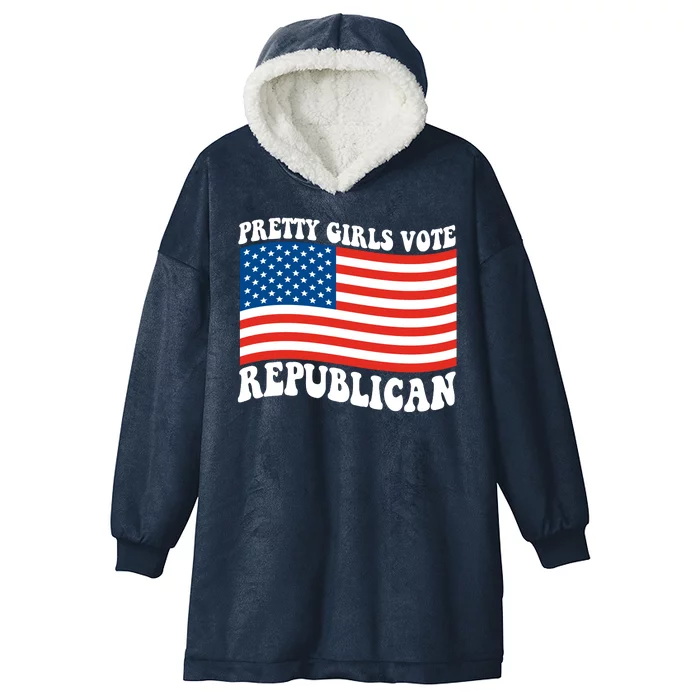 Pretty Girls Vote Republican Usa Flag Hooded Wearable Blanket