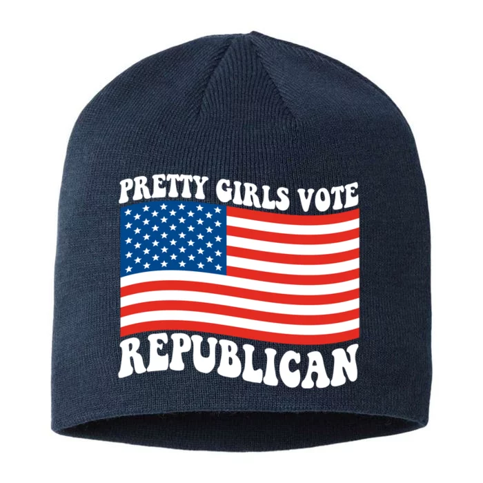 Pretty Girls Vote Republican Usa Flag 8 1/2in Sustainable Knit Beanie