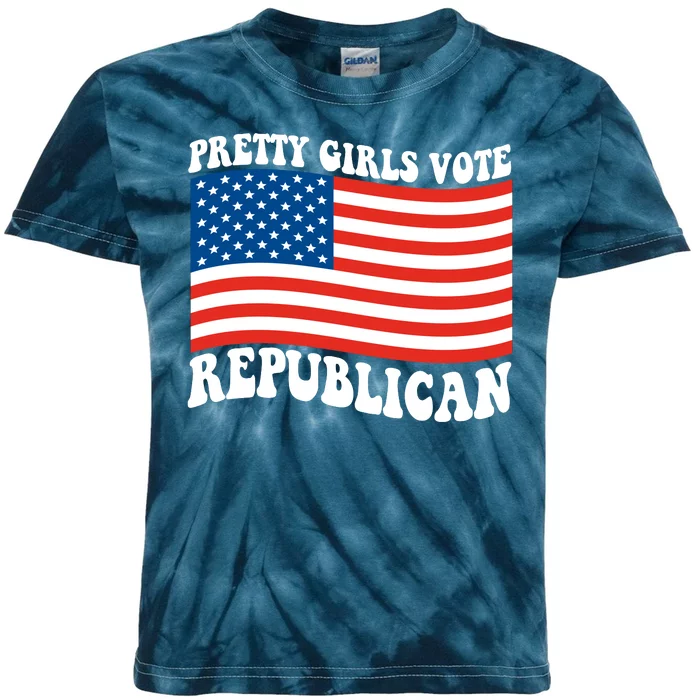 Pretty Girls Vote Republican Usa Flag Kids Tie-Dye T-Shirt