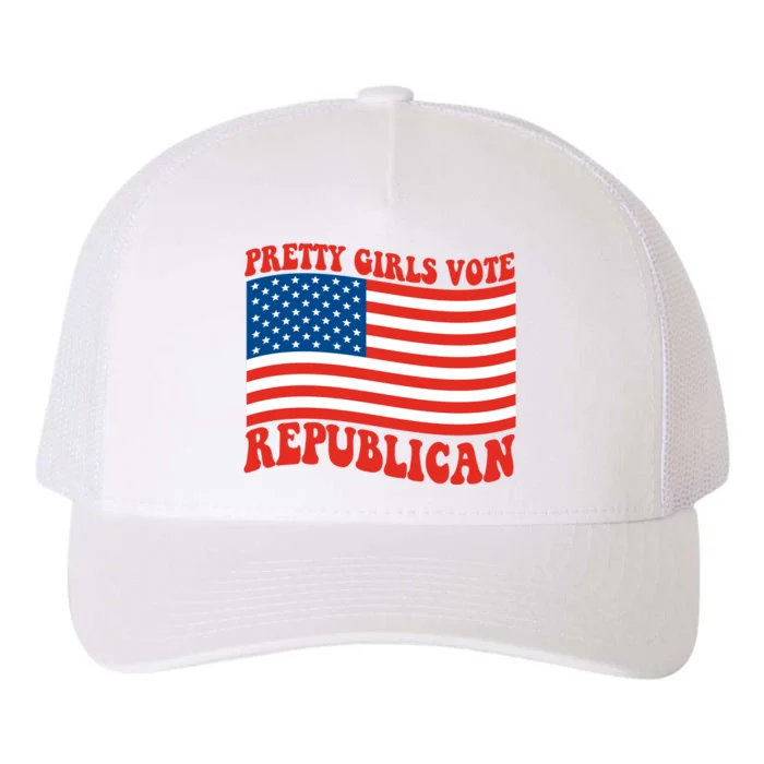 Pretty Girls Vote Republican Usa Flag Yupoong Adult 5-Panel Trucker Hat