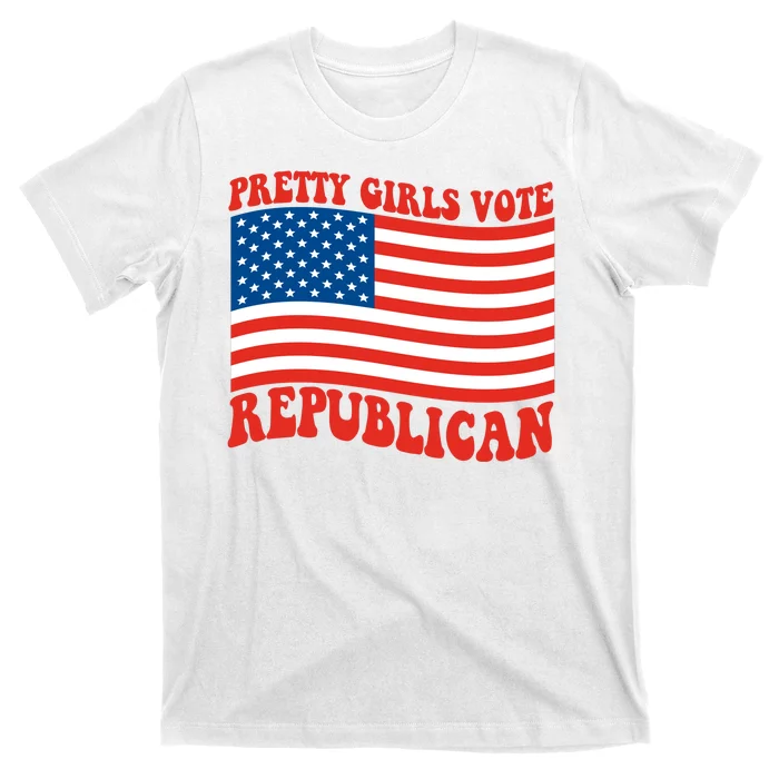 Pretty Girls Vote Republican Usa Flag T-Shirt