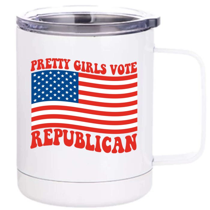 Pretty Girls Vote Republican Usa Flag Front & Back 12oz Stainless Steel Tumbler Cup