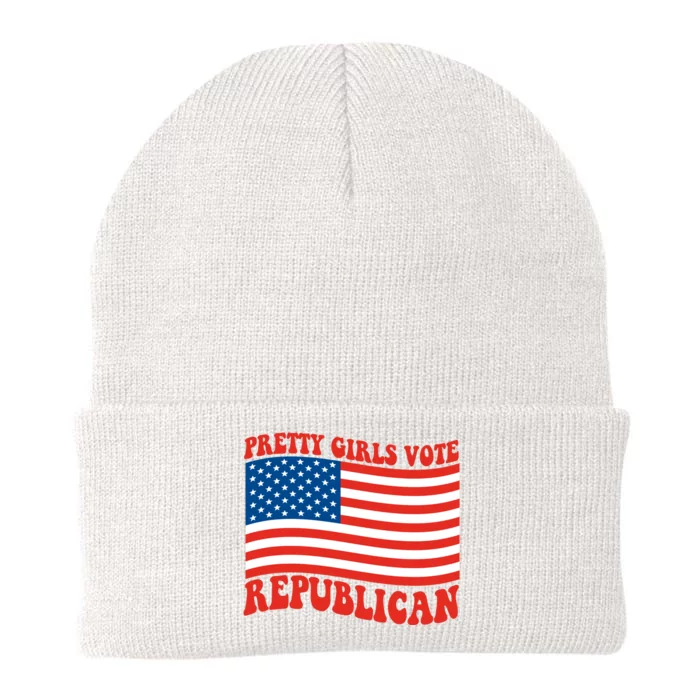 Pretty Girls Vote Republican Usa Flag Knit Cap Winter Beanie