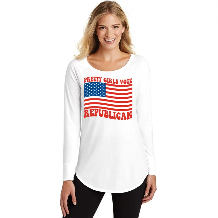 Pretty Girls Vote Republican Usa Flag Women's Perfect Tri Tunic Long Sleeve Shirt