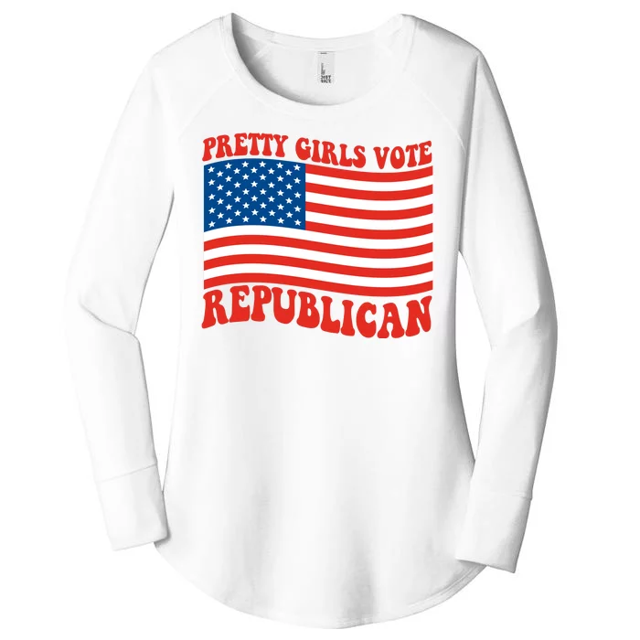 Pretty Girls Vote Republican Usa Flag Women's Perfect Tri Tunic Long Sleeve Shirt