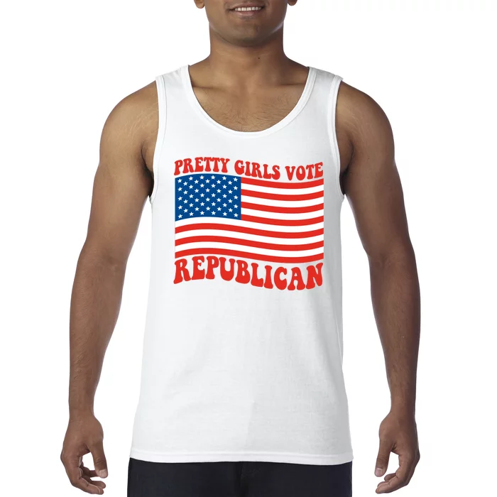 Pretty Girls Vote Republican Usa Flag Tank Top