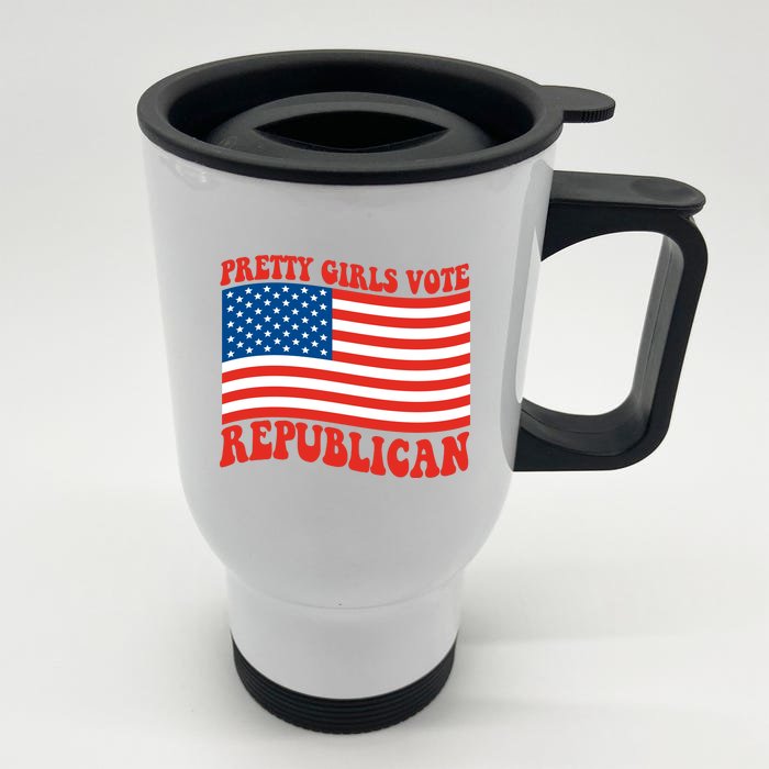 Pretty Girls Vote Republican Usa Flag Front & Back Stainless Steel Travel Mug