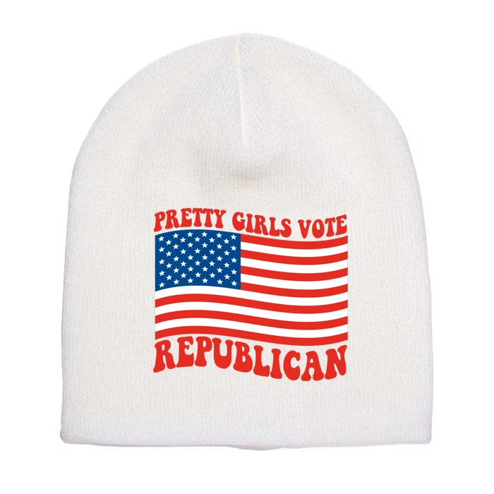 Pretty Girls Vote Republican Usa Flag Short Acrylic Beanie