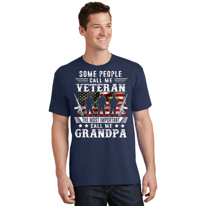 Proud Grandpa Veteran American Flag Gifts VeteranS Day T-Shirt