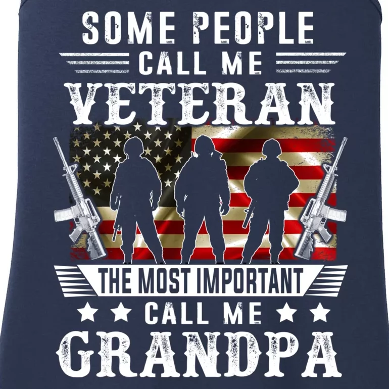 Proud Grandpa Veteran American Flag Gifts VeteranS Day Ladies Essential Tank