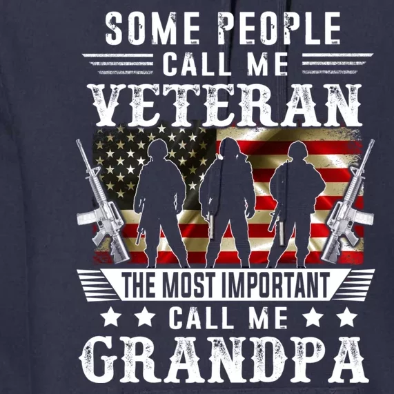 Proud Grandpa Veteran American Flag Gifts VeteranS Day Premium Hoodie