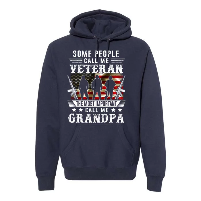 Proud Grandpa Veteran American Flag Gifts VeteranS Day Premium Hoodie