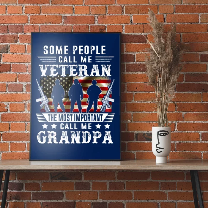 Proud Grandpa Veteran American Flag Gifts VeteranS Day Poster