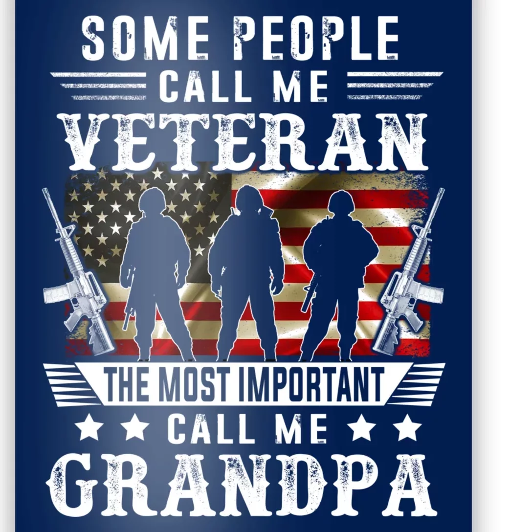 Proud Grandpa Veteran American Flag Gifts VeteranS Day Poster