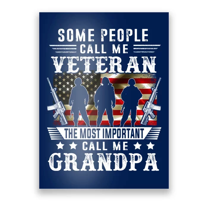 Proud Grandpa Veteran American Flag Gifts VeteranS Day Poster