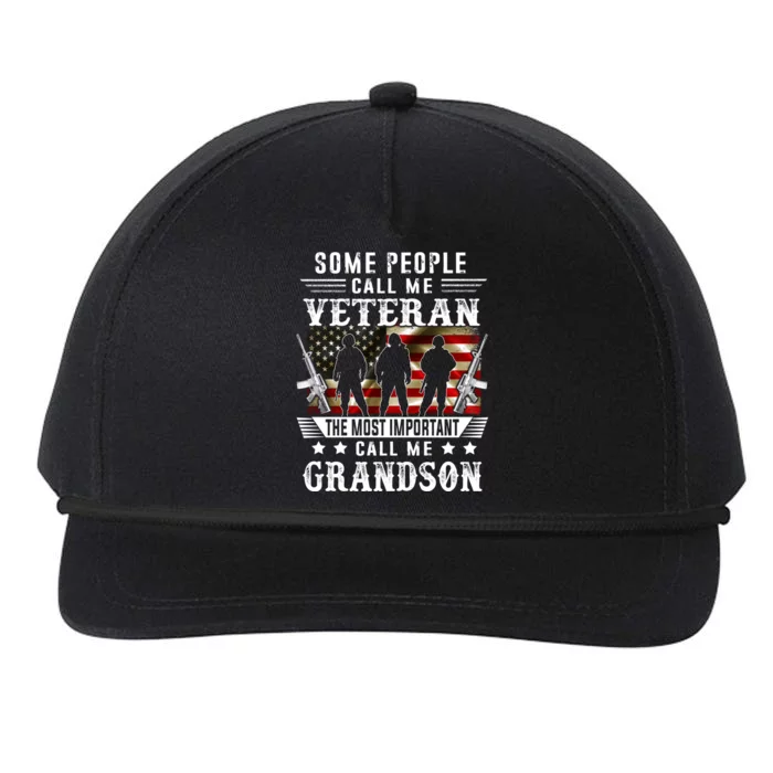 Proud Grandson Veteran American Flag Gifts VeteranS Day Snapback Five-Panel Rope Hat